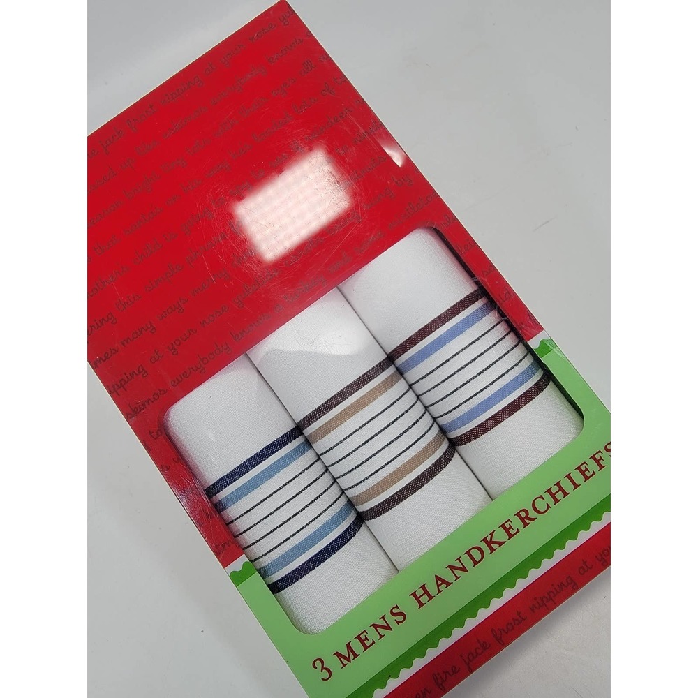 Box of Pierre Cardin 100% Cotton, 3 Men's Fine Handkerchiefs, Sealed New in Box - Picture 3 of 3